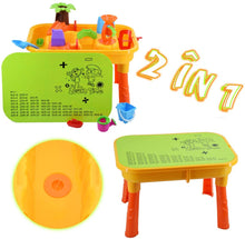 Load image into Gallery viewer, Sand and Water Play Table 2 in 1 Plastic Outdoor Table for Toddlers with Times Tables and Accessories Included