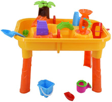 Load image into Gallery viewer, Sand and Water Play Table 2 in 1 Plastic Outdoor Table for Toddlers with Times Tables and Accessories Included