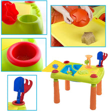 Load image into Gallery viewer, Sand and Water Outdoor Activities Play Table for Kids with Double Compartment, Lids and Over 10 Accessories