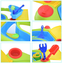 Load image into Gallery viewer, Sand and Water Outdoor Activities Play Table for Kids with Double Compartment, Lids and Over 10 Accessories