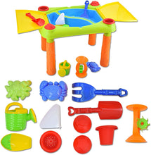 Load image into Gallery viewer, Sand and Water Outdoor Activities Play Table for Kids with Double Compartment, Lids and Over 10 Accessories
