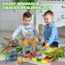 Load image into Gallery viewer, Dinosaur Train Track Playset Slot Car Race Track Sets Dino World Flexible Race Track Dinosaur Tunnel for Kids Birthdays Christmas Gift-