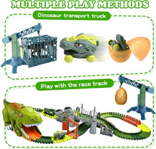 Load image into Gallery viewer, Dinosaur Train Track Playset Slot Car Race Track Sets Dino World Flexible Race Track Dinosaur Tunnel for Kids Birthdays Christmas Gift-