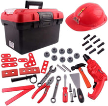 Load image into Gallery viewer, Kids Tool Set-48 Pieces Workshop Tool pretend Play Construction Toy with Portable Tool Box Case, Kids tools, Drill and Accessories Included