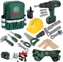 Load image into Gallery viewer, 39 PCS Kids Tool Set Construction Play Tool Set w/ Electric Drill Backpack Helmet Worker belt-Great Educational Toy Birthday Christmas Gift
