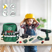 Load image into Gallery viewer, 39 PCS Kids Tool Set Construction Play Tool Set w/ Electric Drill Backpack Helmet Worker belt-Great Educational Toy Birthday Christmas Gift