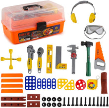 Load image into Gallery viewer, Kids Tool Set-48 Pieces Workshop Tool pretend Play Construction Toy with Portable Tool Box Case, Kids tools, Drill and Accessories Included