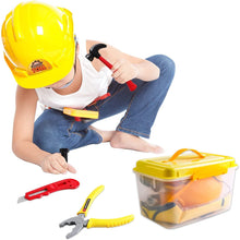 Load image into Gallery viewer, 33 Pieces Pretend Tool Play Set with Box Case, Helmet Safety Vest Role Play Educational Toys Great Birthday Christmas Gift for Kids