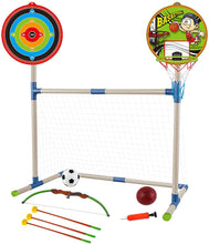 Load image into Gallery viewer, 3 IN 1 Outdoor Games Sports Play Set Basketball Football and Archery Set for Kids Indoors Outdoors Great Birthday Christmas Gift