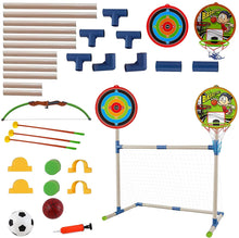 Load image into Gallery viewer, 3 IN 1 Outdoor Games Sports Play Set Basketball Football and Archery Set for Kids Indoors Outdoors Great Birthday Christmas Gift