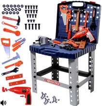 Load image into Gallery viewer, WKS-B 2-in-1 Workshop and Tools Carrycase Play Set with Fold up Design, Multiple Accessories and Electric Drill