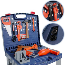 Load image into Gallery viewer, WKS-B 2-in-1 Workshop and Tools Carrycase Play Set with Fold up Design, Multiple Accessories and Electric Drill