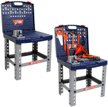 Load image into Gallery viewer, WKS-B 2-in-1 Workshop and Tools Carrycase Play Set with Fold up Design, Multiple Accessories and Electric Drill