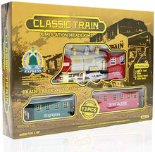 Load image into Gallery viewer, 13 Piece Classic Toy Train Set for Kids with Headlight Smoke Realistic Sounds 3 Car Carriage 11 Feet Track Kids Toys Prefect Christmas Gift