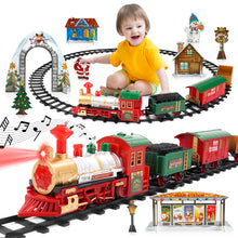 Load image into Gallery viewer, 13 Piece Classic Toy Train Set for Kids with Headlight Smoke Realistic Sounds 3 Car Carriage and 11 Feet Track Kids Toys Christmas Gift