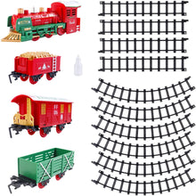 Load image into Gallery viewer, Christmas Theme Classic Train Set for Kids with Light Realistic Sounds, Smoke Effect 3 Cars carriage and Tracks For Christmas
