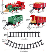 Load image into Gallery viewer, Christmas Theme Classic Train Set for Kids with Light Realistic Sounds, Smoke Effect 3 Cars carriage and Tracks For Christmas