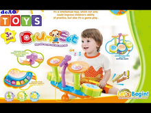 Load and play video in Gallery viewer, Beginners Musical Table Top Drum Kit Play Set with Drum Sticks, Microphone Light Features Interactive Music and Sounds for Kids