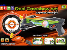 Load and play video in Gallery viewer, Toy Crossbow Set with Target Suction Cup Arrows and Target Board – Great Indoor and Outdoor Target Games for Kids