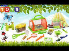 Load and play video in Gallery viewer, 27pcs Outdoor Explorer Play Kit - Adventure STEM Backpack Compass Binocular Camping Bug Catcher Fun Toys Birthday Christmas Gift for Kids