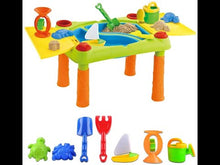 Load and play video in Gallery viewer, Sand and Water Outdoor Activities Play Table for Kids with Double Compartment, Lids and Over 10 Accessories