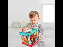 Load and play video in Gallery viewer, 15-in-1 Bluetooth Activity Cube with Shapes Sorting Light Piano Sound Early Learning Educational Toy Christmas Gift for Boys & Girls