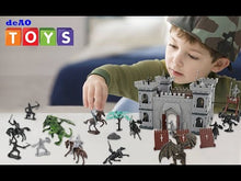 Load and play video in Gallery viewer, 76 Pcs Ancient Wars Play Set w/Castle Soldiers Shield Cart Ladder Flying Dragon Battlefield Accessories War Figures Toys Gift for Kids
