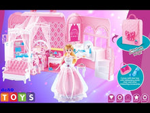 Load and play video in Gallery viewer, 2-in-1 Pink Portable Carry Case Handbag Dollhouse with Princess Deluxe Bedroom Furniture (Doll Not Included)Great Christmas Birthday Gift