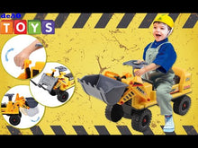 Load and play video in Gallery viewer, 2-in-1 Ride on Toy Bulldozer Truck for Toddlers with Manual Forklift and Excavator Scoop Horn and Additional Storage Seat Christmas Gift