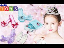 Load and play video in Gallery viewer, Princess Shoe and Jewelry Boutique with 4 Pairs of Shoes, Bracelets, Necklace, Bag, Earrings and Butterfly Shape Crown Tiara Included