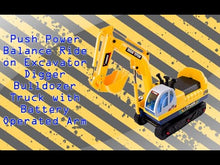 Load and play video in Gallery viewer, Toys Push Power Balance Ride on Excavator Digger Truck with Battery Operated Arm