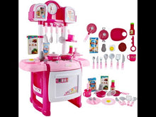 Load and play video in Gallery viewer, 'My Little Chef' Miniature Kitchen Playset Role Playing Game with Light and Sound Water Features Christmas Gift Toys PINK