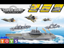 Load and play video in Gallery viewer, Model Military Naval Ship Aircraft Carrier Toy Play Set with Small Scale Model Planes, Battleship and Supply Ship Included