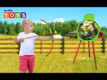 Load and play video in Gallery viewer, Dinosaur Themed Bow and Arrow Shooting Archery Set with Bow Suction Top Arrows Quiver Target Stand Outdoor Garden Game for Kids