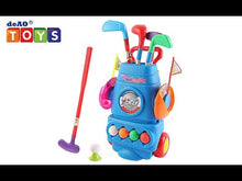 Load and play video in Gallery viewer, Young Golfers Fun Beginners Golf Club Play Set Kit for Kids – Golf Clubs, Cart, Holes and Play Balls Included