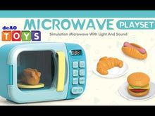 Load and play video in Gallery viewer, Kitchen Electric Microwave Play Set with Realistic Light, Sound & Accessories Included