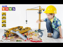 Load and play video in Gallery viewer, Construction Truck Set with Cargo Truck with Bulldozer, Tractor, Forklift, Mixer, Excavator, Crane and Dumper- Great Gift