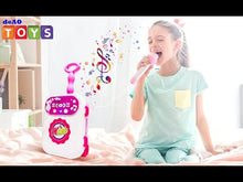 Load and play video in Gallery viewer, karaoke Machine 2 Mic Carry Case Play Set with Singing Recording Built-In MP3 Jack LED Lights Toy Learning Educational Machine for Kids