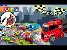 Load and play video in Gallery viewer, Dinosaur Transporter Truck Carrycase Carrier Miniature T-Rex Triceratops Spinosaurus Pterodactyl Figures Christmas Gift Toy for Kids