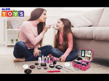 Load and play video in Gallery viewer, Makeup Toy Set 23 Pieces Safe Non-Toxic Pretend Cosmetic Beauty Set with Glamour Vanity Carry Case Beauty Kit Role Play Gift for Kids