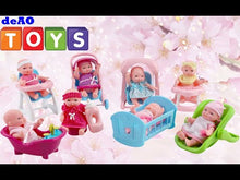 Load and play video in Gallery viewer, Set of 8 Mini 5" Baby Dolls with Accessories Including Stroller, Bathtub, Crib, High Chair, Walker and Much More!