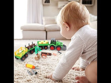 Load and play video in Gallery viewer, Farm Yard Fun Assembling and Disassembling Farm Vehicle Set of Tractor Trailers Construction Playset 28 Pieces Storage Box and Screwdriver