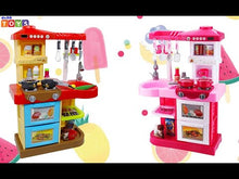Load and play video in Gallery viewer, My Little Chef¡¯ Kitchen Play Set with 30 Accessories, Light and Sound Features (Red)