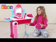 Load and play video in Gallery viewer, 2-in-1 Portable Vanity Dressing Table and Convertible Suitcase Role Play Set Makeup Beauty Play Toys Great Birthday Christmas Gift for Kids