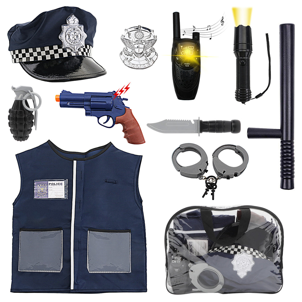 Police Costume Set with Vest Hat Toy Shotgun Role Play Police Play Children Christmas Gift Halloween Dressing Up for Kids