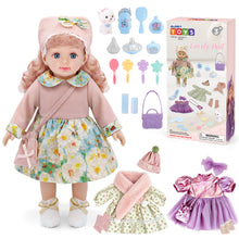 Load image into Gallery viewer, 14 Inch Doll Dress Up Playset, Baby Doll with 3 Outfits &amp; Accessories, Handbags, Hairbrush, Makeup, Hair Accessories, Toy Phone, Cute Pet, Pretend Play Toy Gift for Kids Aged 3+
