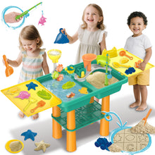 Load image into Gallery viewer, Water Play Table for Kids Sand Water Activity Set with Fishing Game,Water Whee Creative Moulds Indoor Outdoor Summer Garden Toys Sand Pit Water table for Children Activity Set
