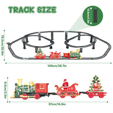 Load image into Gallery viewer, Christmas Train Playset with Track, Music &amp; Lights – Festive Locomotive Toy with Santa Sleigh &amp; Tree Carriage | Holiday Decoration Gift for Kids
