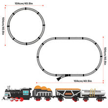 Load image into Gallery viewer, Electric Steam Train Playset with Lights, Music &amp; Water‑Vapour Smoke – Classic Locomotive Railway Toy with Track | Gift for Kids Ages 3+
