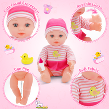 Load image into Gallery viewer, Baby Doll Set with Bathtub, Doll Bath Set - Real Working Bathtub with Detachable Shower Spray and Accessories for Kids Pretend Play Ages 3+
